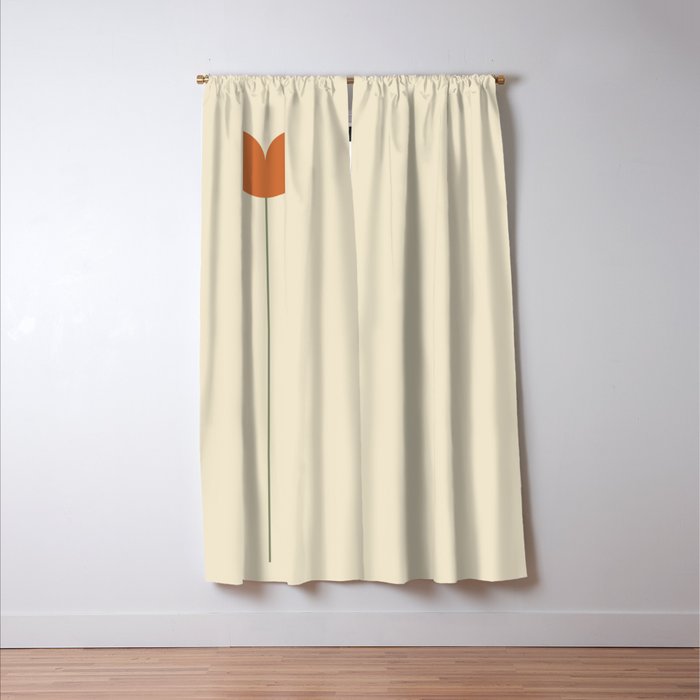Vintage Tulip Minimalism - Red Window Curtain Gallery Image 3