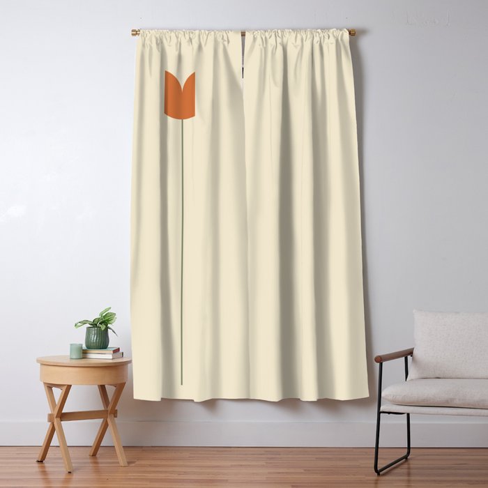 Vintage Tulip Minimalism - Red Window Curtain Gallery Image 5