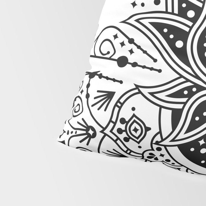 Lotus Blossom Mandala - Black Palette Pillow Sham Gallery Image 4