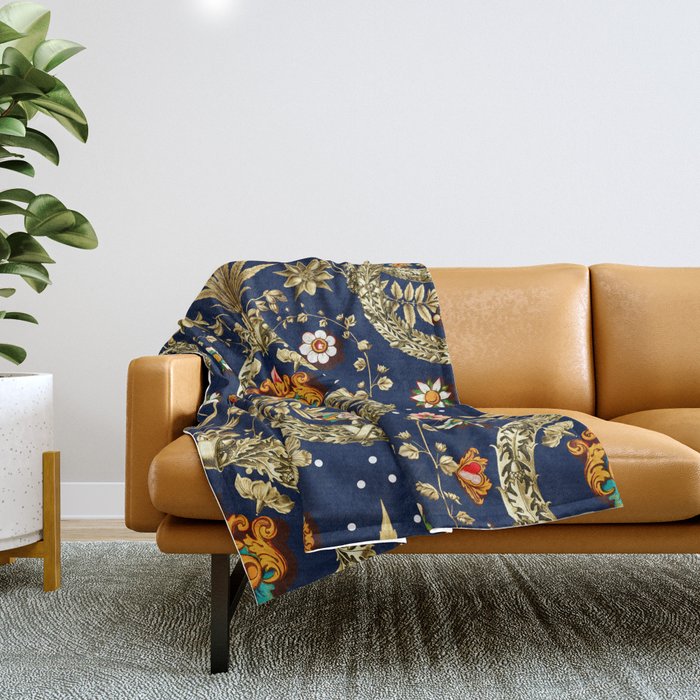 Art Nouveau Floral Pattern Throw Blanket Gallery Image 1