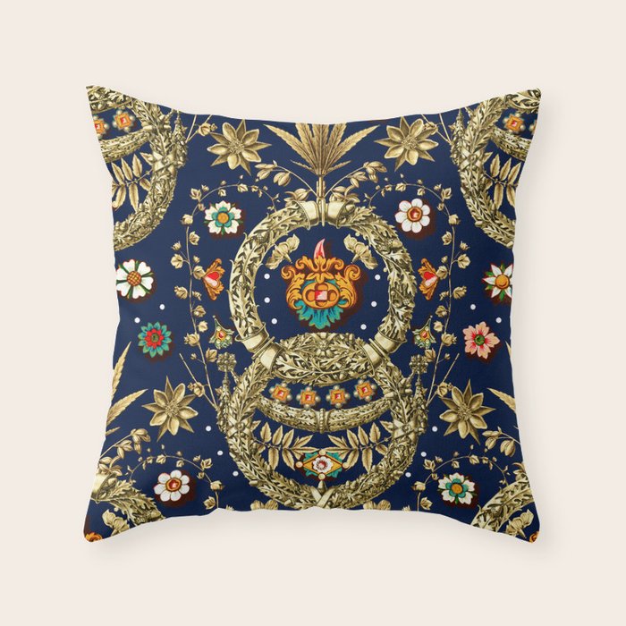 Art Nouveau Floral Pattern Throw Pillow Gallery Image 1