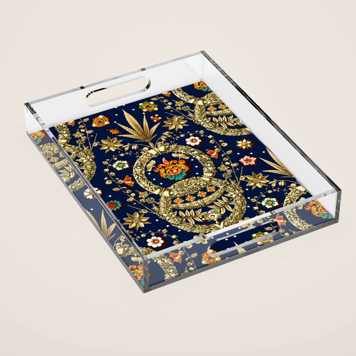 Art Nouveau Floral Pattern Acrylic Tray Gallery Image 1