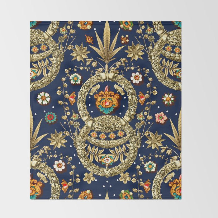 Art Nouveau Floral Pattern Throw Blanket Gallery Image 2
