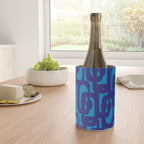 Very Blue Contemporary Mid Century Modern Loops Abstract Pattern Wine Chiller Gallery Image 4