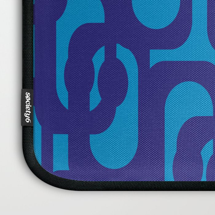 Very Blue Contemporary Mid Century Modern Loops Abstract Pattern Laptop Sleeve Gallery Image 3