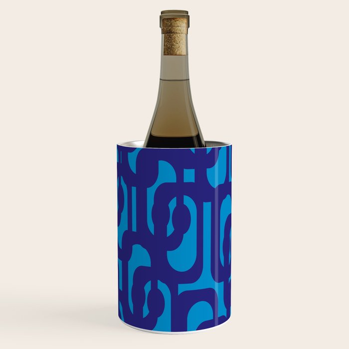Very Blue Contemporary Mid Century Modern Loops Abstract Pattern Wine Chiller Gallery Image 2