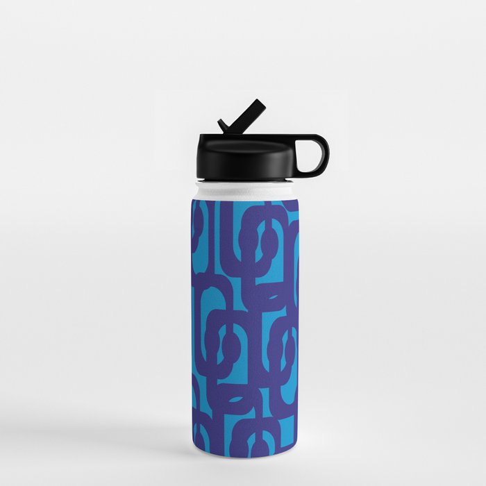 Very Blue Contemporary Mid Century Modern Loops Abstract Pattern Water Bottle Gallery Image 1