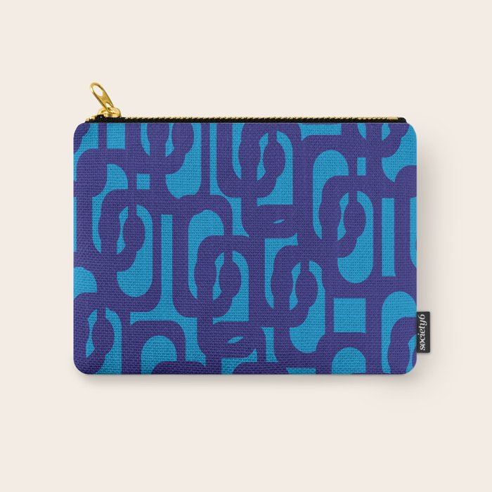 Very Blue Contemporary Mid Century Modern Loops Abstract Pattern Carry All Pouch Gallery Image 1