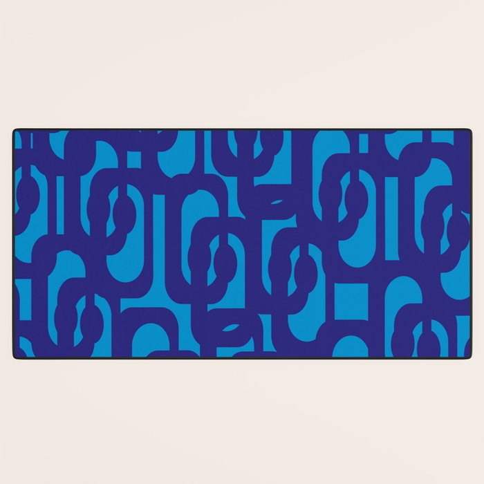 Very Blue Contemporary Mid Century Modern Loops Abstract Pattern Desk Mat Gallery Image 3