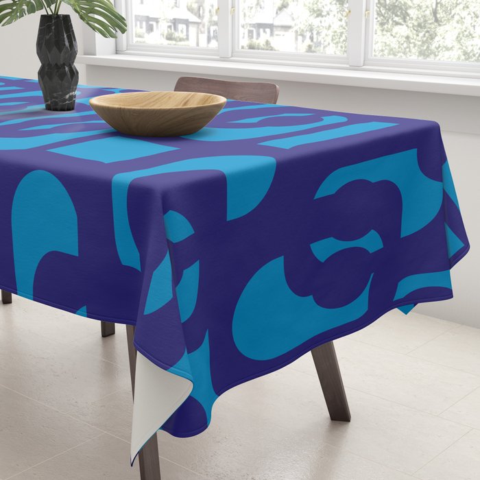 Very Blue Contemporary Mid Century Modern Loops Abstract Pattern Tablecloth Gallery Image 3