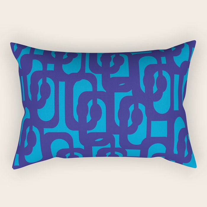 Very Blue Contemporary Mid Century Modern Loops Abstract Pattern Rectangular Pillow Gallery Image 1
