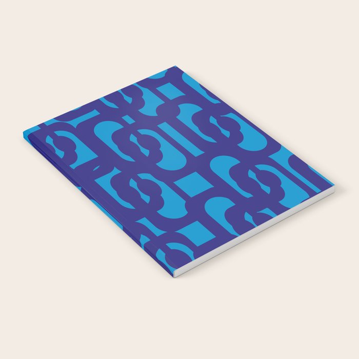 Very Blue Contemporary Mid Century Modern Loops Abstract Pattern Notebook Gallery Image 1