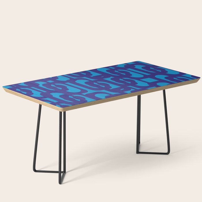 Very Blue Contemporary Mid Century Modern Loops Abstract Pattern Coffee Table Gallery Image 1