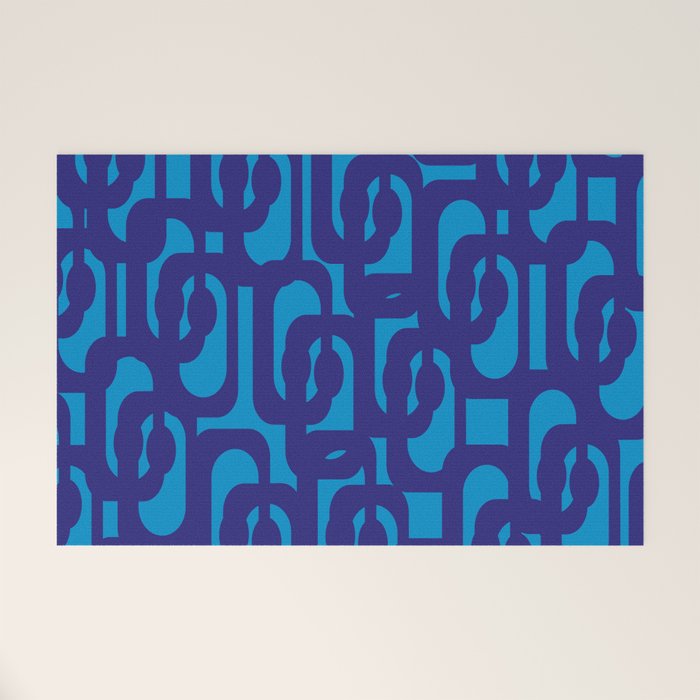 Very Blue Contemporary Mid Century Modern Loops Abstract Pattern Welcome Mat Gallery Image 1