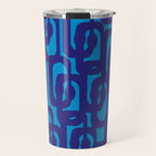 Very Blue Contemporary Mid Century Modern Loops Abstract Pattern Travel Mug Gallery Image 1