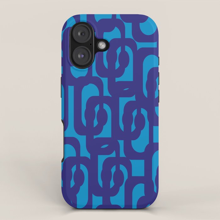 Very Blue Contemporary Mid Century Modern Loops Abstract Pattern iPhone Case Gallery Image 1