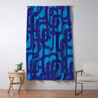 Very Blue Contemporary Mid Century Modern Loops Abstract Pattern Window Curtain Gallery Image 5