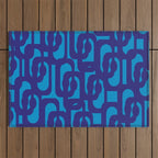 Very Blue Contemporary Mid Century Modern Loops Abstract Pattern Outdoor Rug Gallery Image 1