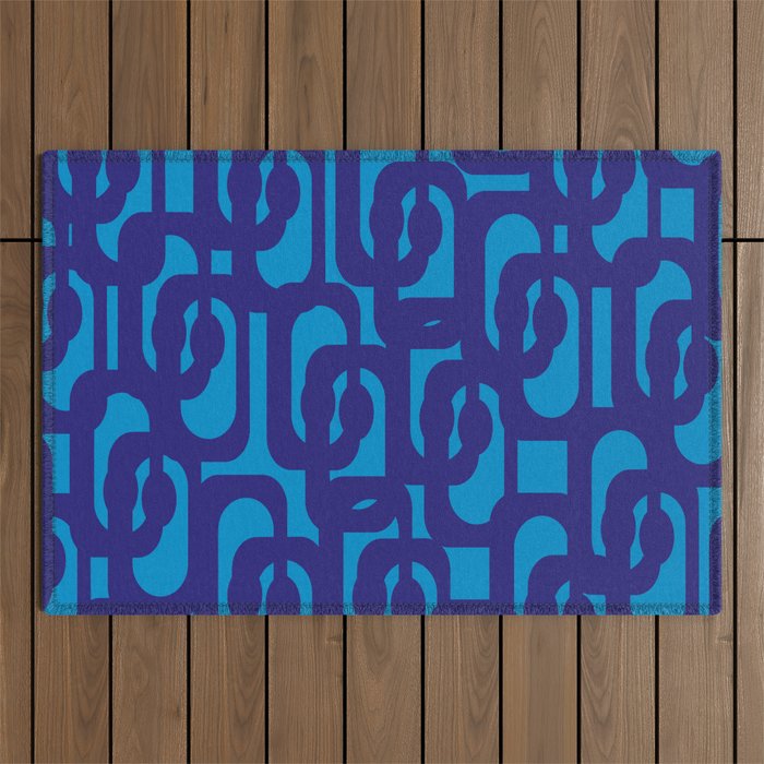 Very Blue Contemporary Mid Century Modern Loops Abstract Pattern Outdoor Rug Gallery Image 1