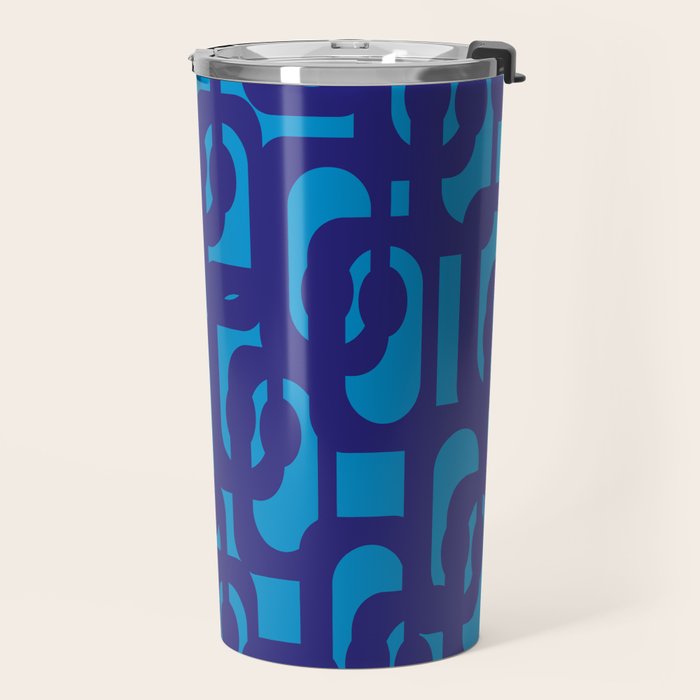 Very Blue Contemporary Mid Century Modern Loops Abstract Pattern Travel Mug Gallery Image 2