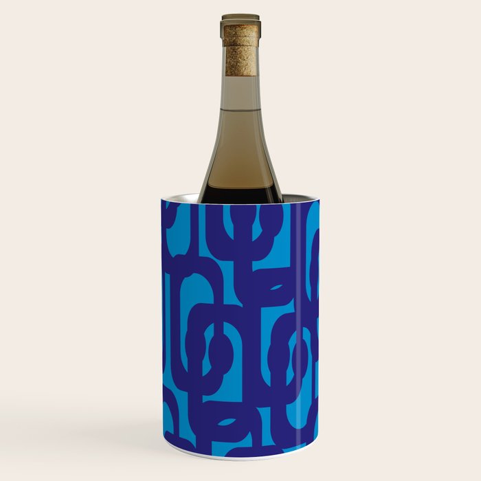 Very Blue Contemporary Mid Century Modern Loops Abstract Pattern Wine Chiller Gallery Image 1