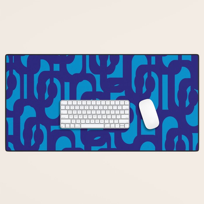 Very Blue Contemporary Mid Century Modern Loops Abstract Pattern Desk Mat Gallery Image 1