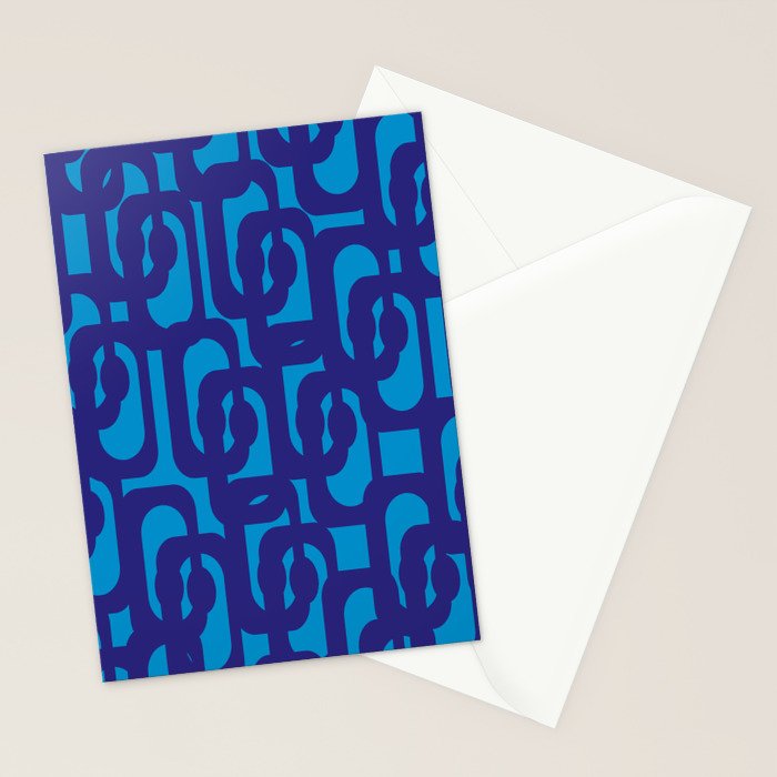 Very Blue Contemporary Mid Century Modern Loops Abstract Pattern Stationery Card Gallery Image 2