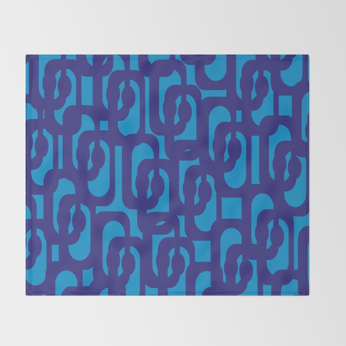 Very Blue Contemporary Mid Century Modern Loops Abstract Pattern Throw Blanket Gallery Image 2
