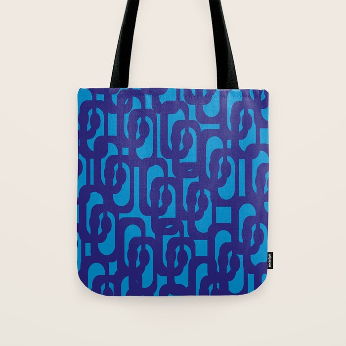 Very Blue Contemporary Mid Century Modern Loops Abstract Pattern Tote Bag Gallery Image 1