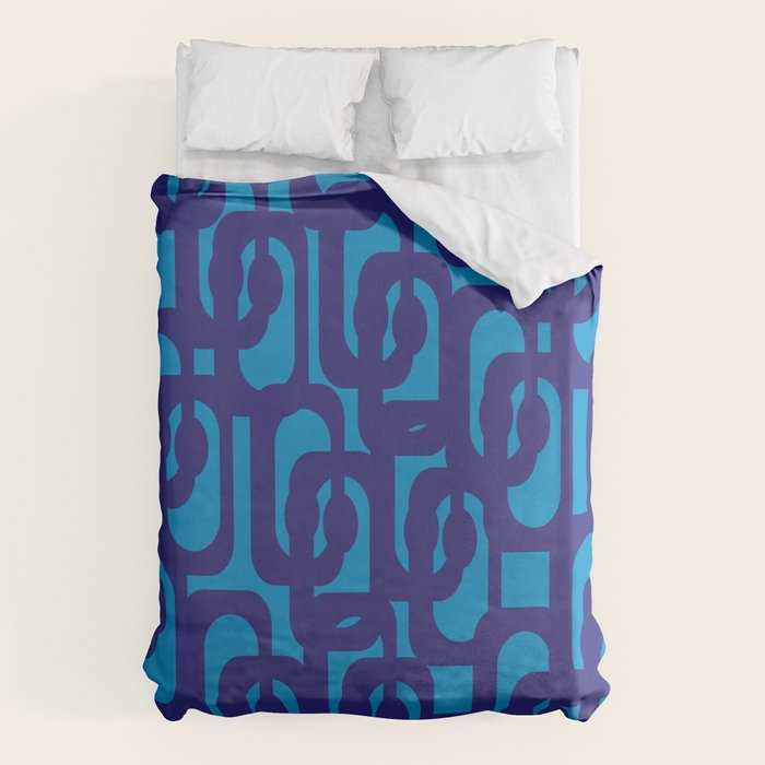 Very Blue Contemporary Mid Century Modern Loops Abstract Pattern Duvet Cover Gallery Image 6