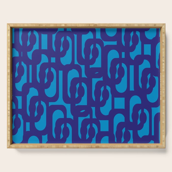 Very Blue Contemporary Mid Century Modern Loops Abstract Pattern Serving Tray Gallery Image 1