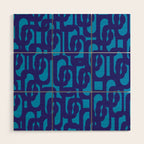 Very Blue Contemporary Mid Century Modern Loops Abstract Pattern Wood Wall Art Gallery Image 1