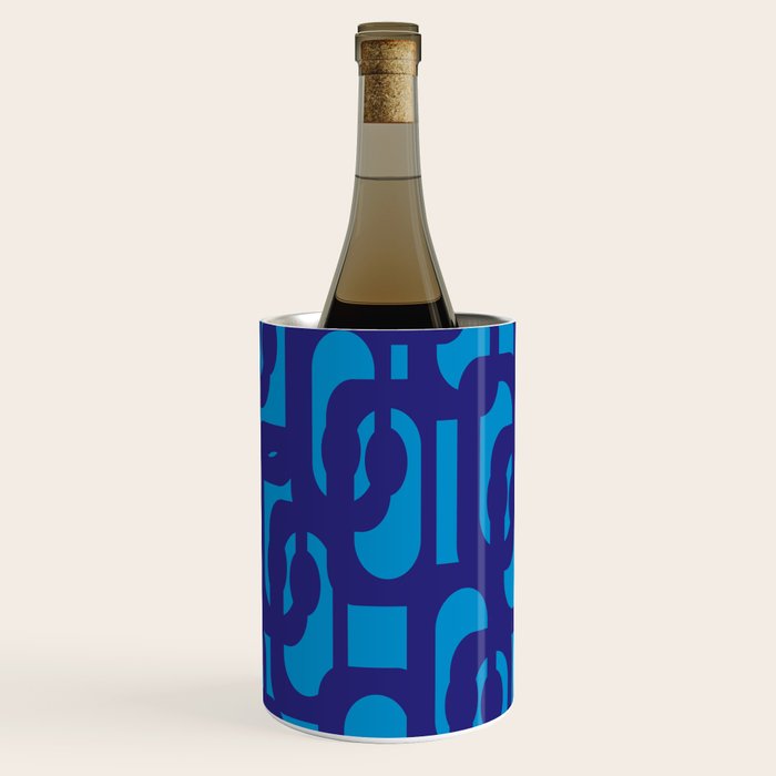 Very Blue Contemporary Mid Century Modern Loops Abstract Pattern Wine Chiller Gallery Image 3