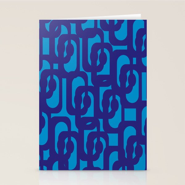 Very Blue Contemporary Mid Century Modern Loops Abstract Pattern Stationery Card Gallery Image 2