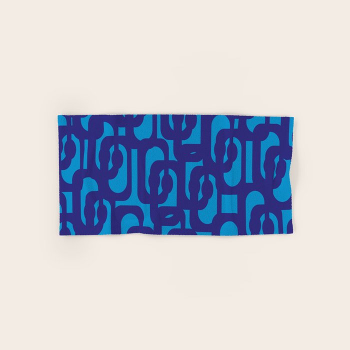 Very Blue Contemporary Mid Century Modern Loops Abstract Pattern Bath Towel Gallery Image 1