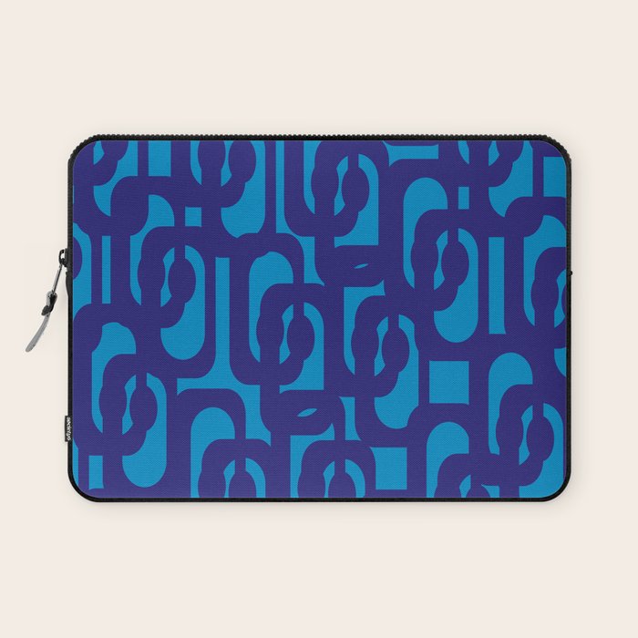 Very Blue Contemporary Mid Century Modern Loops Abstract Pattern Laptop Sleeve Gallery Image 1