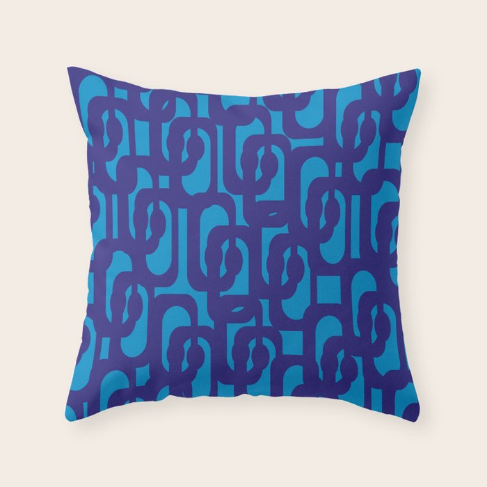 Very Blue Contemporary Mid Century Modern Loops Abstract Pattern Throw Pillow Gallery Image 6