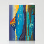 Tsuchiya Koitsu Tokaido Fujikawa Japanese Woodblock Print Sunset Colorful Hues Mountain Landscape Stationery Card Gallery Image 2
