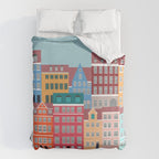Denmark, Nyhavn, Copenhagen Travel Poster Duvet Cover Gallery Image 6