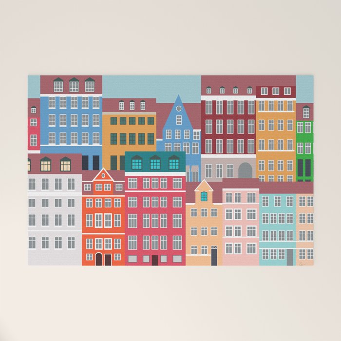 Denmark, Nyhavn, Copenhagen Travel Poster Welcome Mat Gallery Image 1