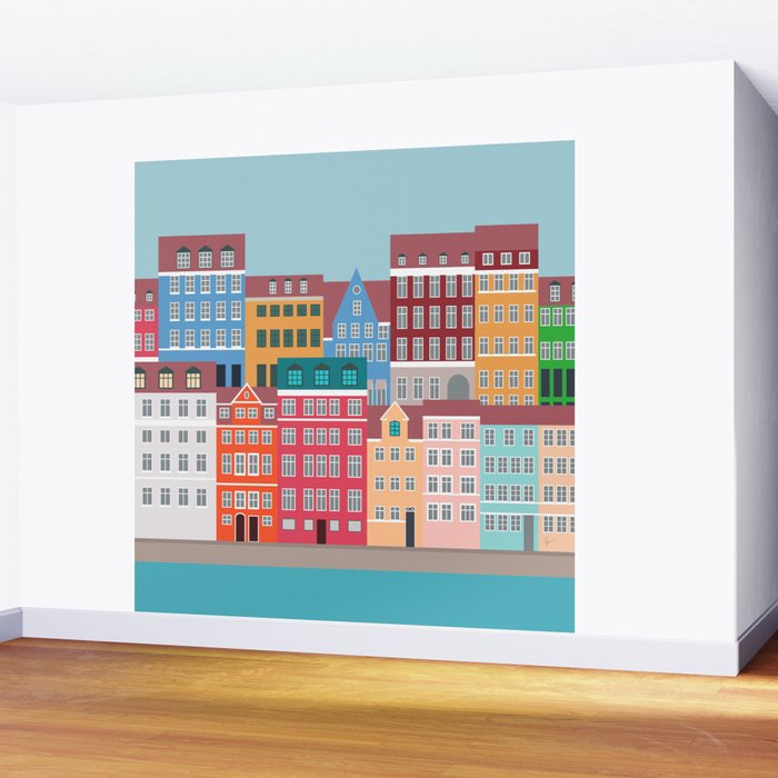 Denmark, Nyhavn, Copenhagen Travel Poster Wall Mural Gallery Image 2