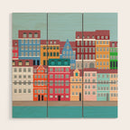 Denmark, Nyhavn, Copenhagen Travel Poster Wood Wall Art Gallery Image 1