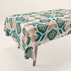Indian Floral - pink and green  Tablecloth Gallery Image 1