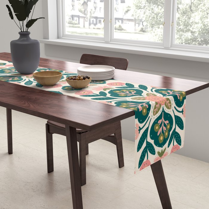 Indian Floral - pink and green  Table Runner Gallery Image 2