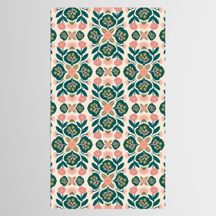 Indian Floral - pink and green  Tablecloth Gallery Image 2