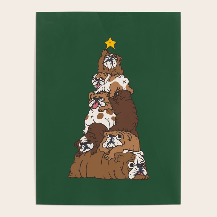 Christmas Tree English Bulldog Poster Gallery Image 1