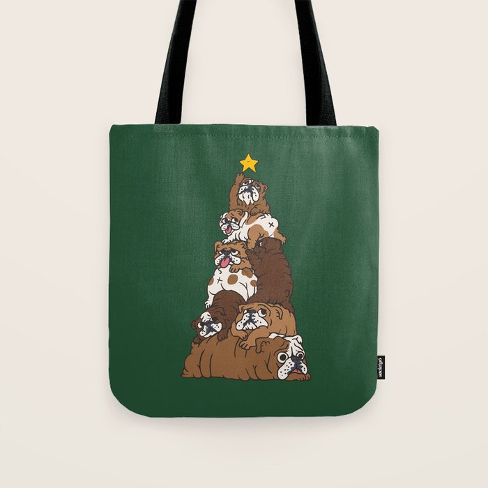 Christmas Tree English Bulldog Tote Bag Gallery Image 1