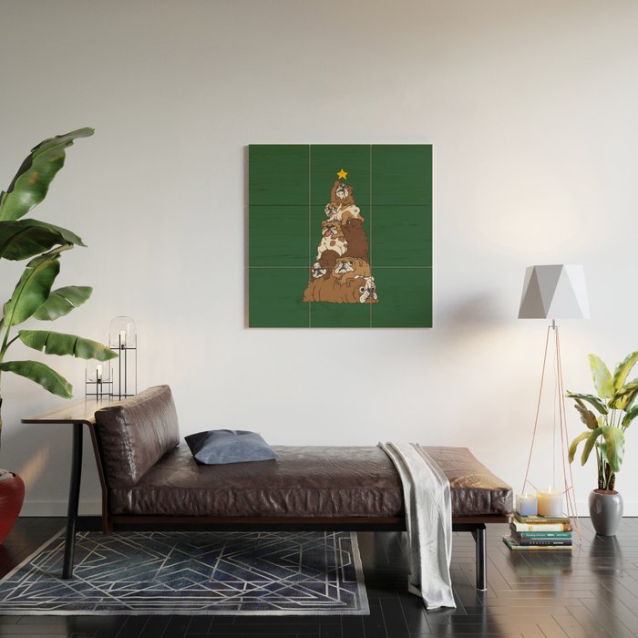Christmas Tree English Bulldog Wood Wall Art Gallery Image 2