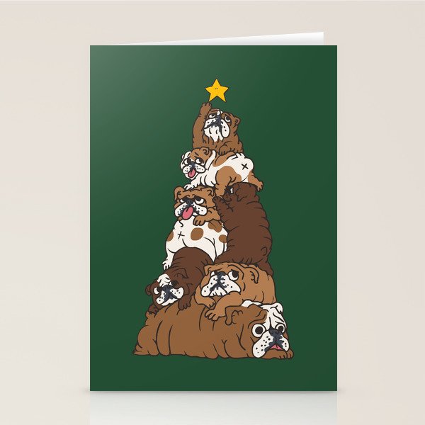 Christmas Tree English Bulldog Stationery Card Gallery Image 2