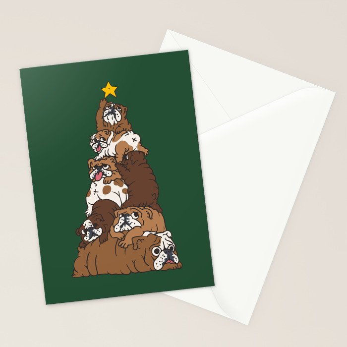 Christmas Tree English Bulldog Stationery Card Gallery Image 2